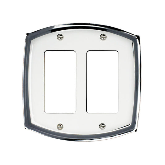 Atron 2-Gang 1-Pack White and Chrome Decorator Standard Wall Plate-