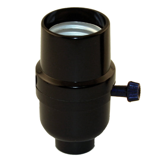 Atron 3-Way Turn Knob Socket - Medium Base - Phenolic - Black - 250-Volts - 100-Watt-