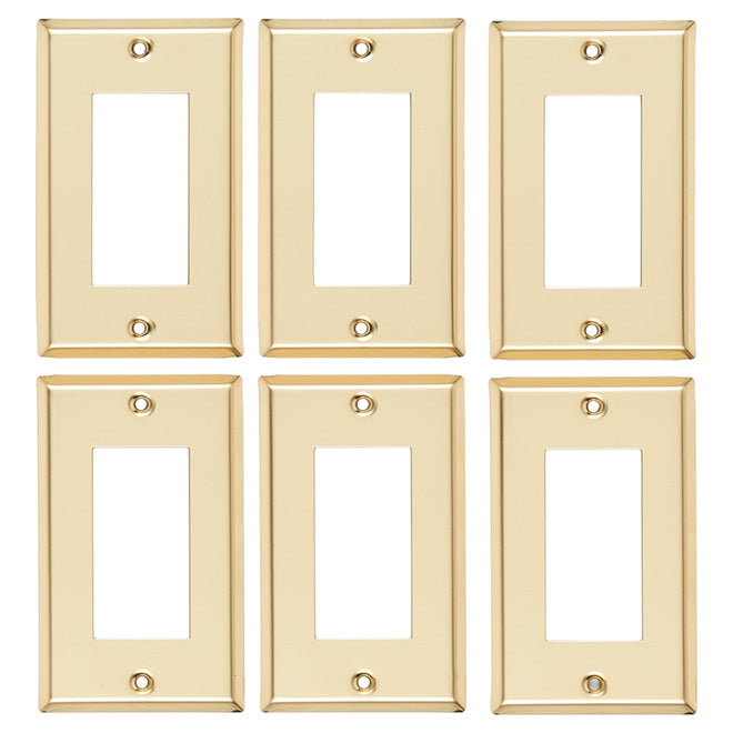 "Decora" Wall Plate - Rocker - Metal - 6/PK - Brass-