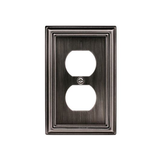 Atron 2-Gang 1-Pack Pewter Duplex Standard Wall Plate-