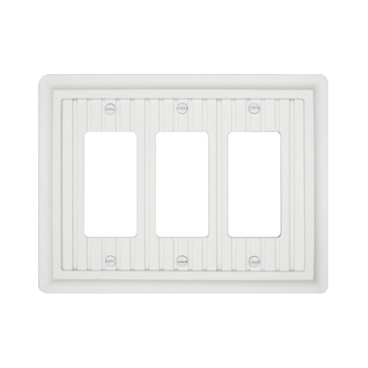 Atron 3-Gang 1-Pack White Wood Decorator Standard Wall Plate-