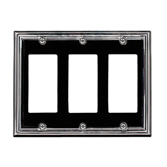 Atron 3-Gang 1-Pack Chrome and Black Decorator Standard Wall Plate-