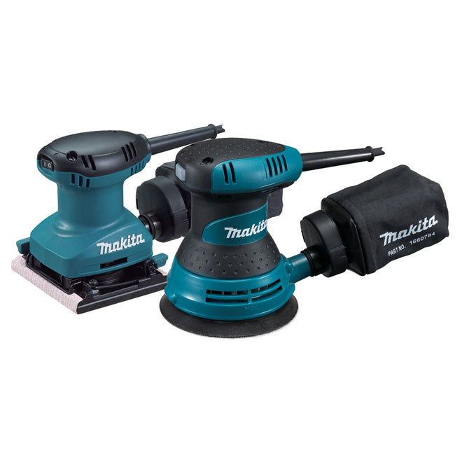 Makita 1.6-Amp Motor Ergonomic Rubber Handle Orbital and 1/4-in Sheet Sanding Set - Each