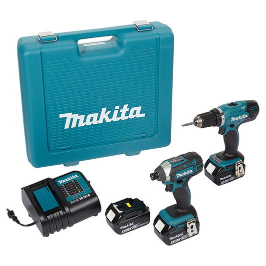 Makita Set of 2 Cordless Tools - 3 18-V Lithium-ion Batteries - Each