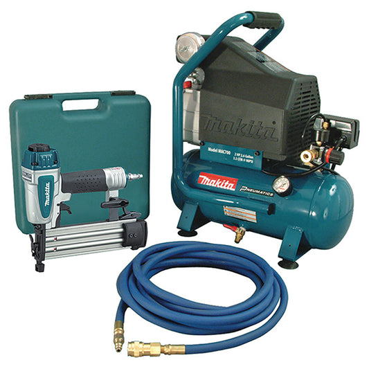 Makita 2-HP Air Compressor and Brad Nailer Kit - Electric - 2.6-gal. - Teal - Each