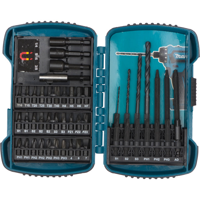 Makita 48-Pc Driver and Drill Bit Kit - Black Phosphate-Coated - Heavy-Duty Case - Each