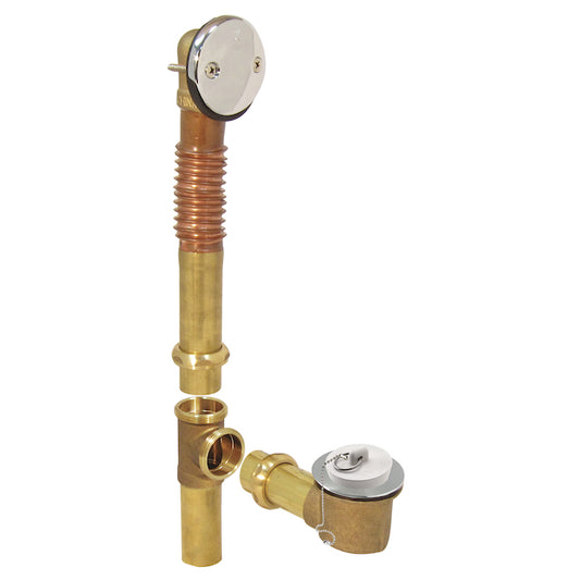 Plumb Pak - Bath Drain - 1 1/2-in Diameter - Chrome - Chain and Stopper - Brass - Pipe included - Each