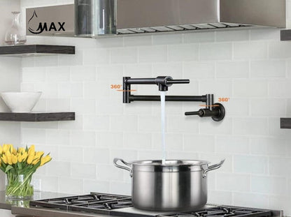 Pot Filler Faucet Double Handle Commercial Wall Mounted 26" With Accessories Oil Rubbed Bronze Finish