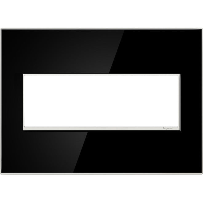 Legrand adorne 3-Gang Square Mirrored Wall Plate (Black)-