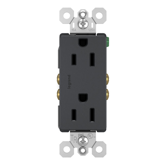 Legrand radiant 15.0-Amp 125-volt Graphite Indoor Decorator Wall Outlet-