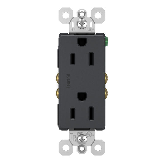 Legrand radiant 15.0-Amp 125-volt Graphite Indoor Decorator Wall Outlet-