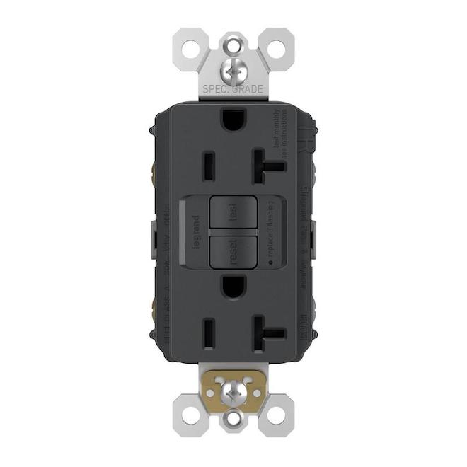Legrand radiant 20 Amp 125 Volt Tamper Resistant Self-Test GFCI Duplex Outlet, Graphite-