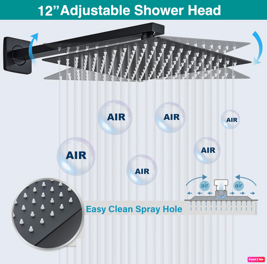 Thermostatic Shower System Two Functions With Hand-Held Slide Bar and Pressure-Balance Valve Matte Black Finish