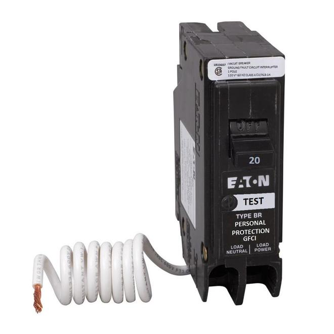 Eaton Type BR 20-Amp 1-Pole GFCI Circuit Breaker-Each