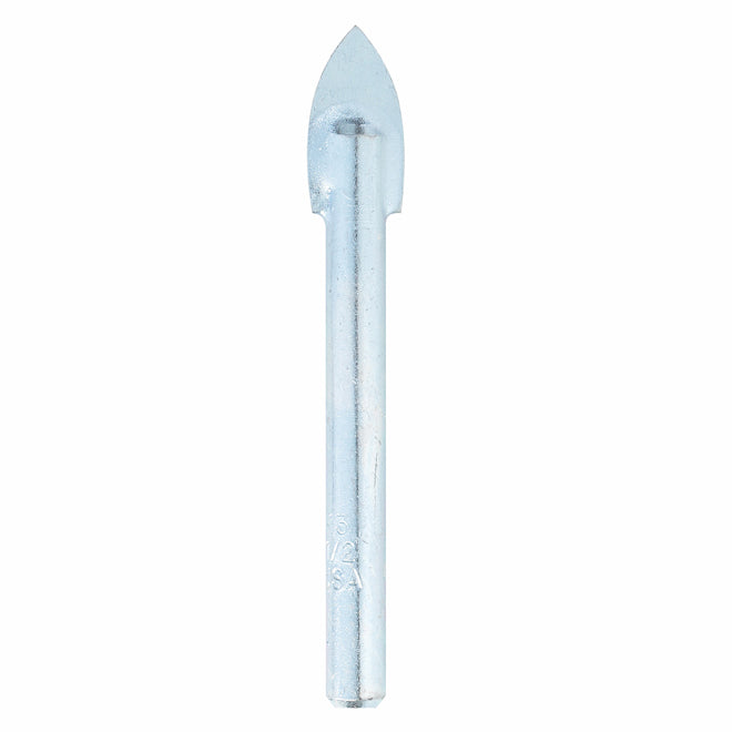 Glass and Tile Drill Bit - 1/2" - Silver - Carbide Tip - Each