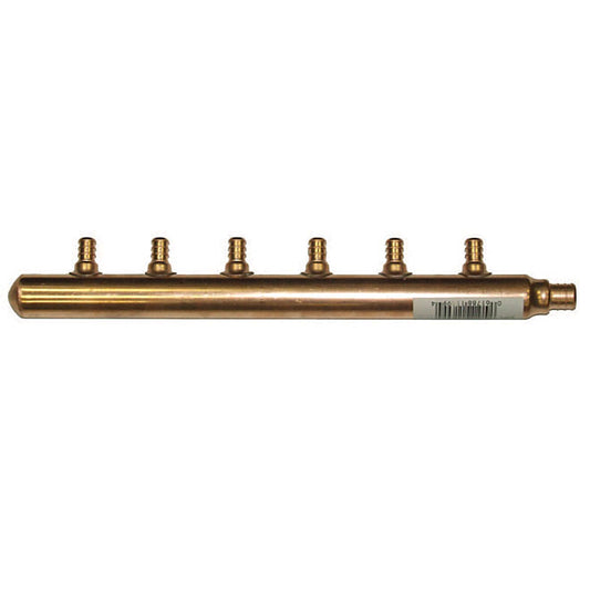 Waterline 6-Branch PEX Copper Manifold - 3/4-in x 1/2-in -