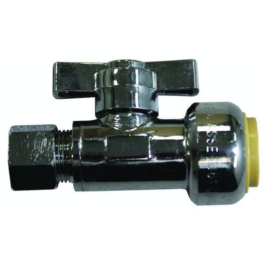 Waterline Straight Stop Valve 1/2-in Push Fit x 3/8-in Compression - Each