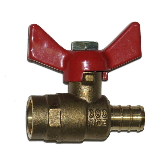 Waterline Brass 1/2-in PEX Barb x Female T Handle Valve - Each