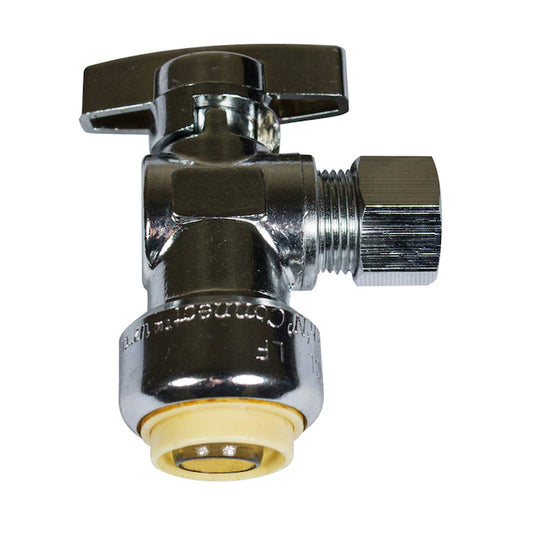 Waterline 1/2-in x 3/8-in Chrome Angle Stop Valve - Each