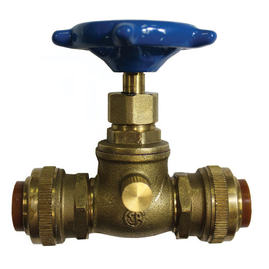 Waterline Push'N'Connect Brass Valve with Waste - 1/2-in - Each