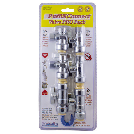 Push-N-Connect Valve Set - 1/2" - Brass - 7 Pieces - Each