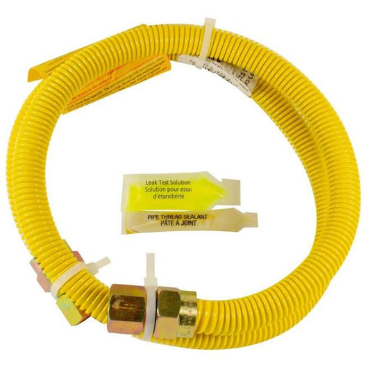 Waterline Gas Hose Yellow 3/4-in FIP x 3/4-in MIP (1/2 FIP tap) x 5/8-in OD x 48-in - Each