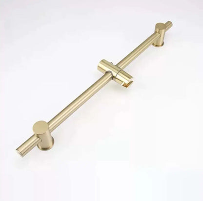 Round Single-Setting Slide Bar Adjustable Wall Mounted Brushed Gold Finish