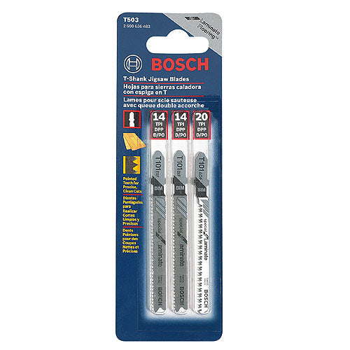 Bosch T-Shank Jigsaw Blade Set - 3 1/4-in x 1/16-in - 20-TPI - Bi-Metal - 3-Pack - Each