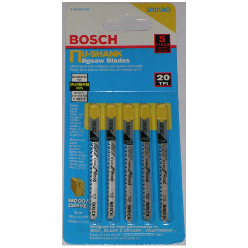 Bosch U-Shank Jigsaw Blades - 20 TPI - High-Carbon Steel - 5 Per Pack - 2 3/4-in L - Each