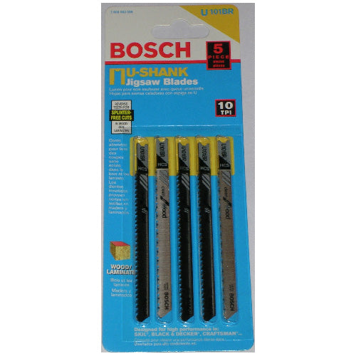 Bosch U-Shank Jigsaw Blades - Reverse Pitch - 10 TPI - High-Carbon Steel - 5 Per Pack - 3 5/8 in L - Each