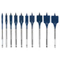 Bosch Daredevil Standard Spade Drill Bit - 10-Piece Set - Full Cone Threaded Tip - Hex Shank - Each