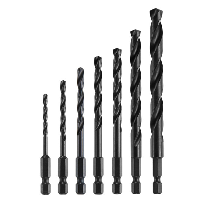 Bosch Impact Tough Drill Bit - 7-Piece Set - Hex Shank - 135° Split Point - Black Oxide-Coated - Each