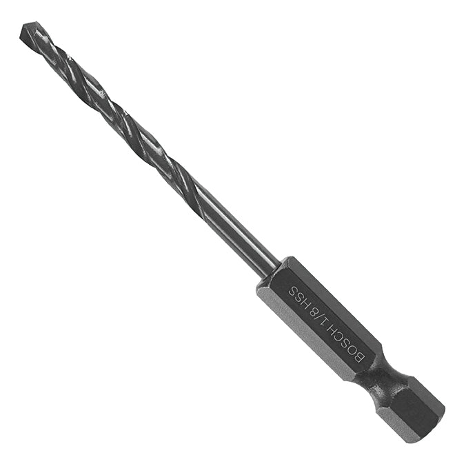 Bosch Impact Drill Bit - 1/8-in dia x 2 3/4-in L - 1/4-in Hex Shank - 135° Split Point - Black Oxide - Each