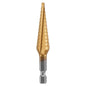 Bosch Self-Starting Step Drill Bit - 1/4-in to 3/4-in Dia x 3-in L - 1/4-in Hex Shank - 9 Holes Sizes - Titanium-Coated - Each