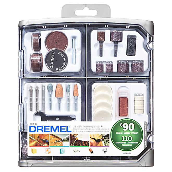 Dremel Multi-Purpose Starter Kit - 110-Piece Set - Assorted Bits and Accessories - Reusable Storage Case - Each