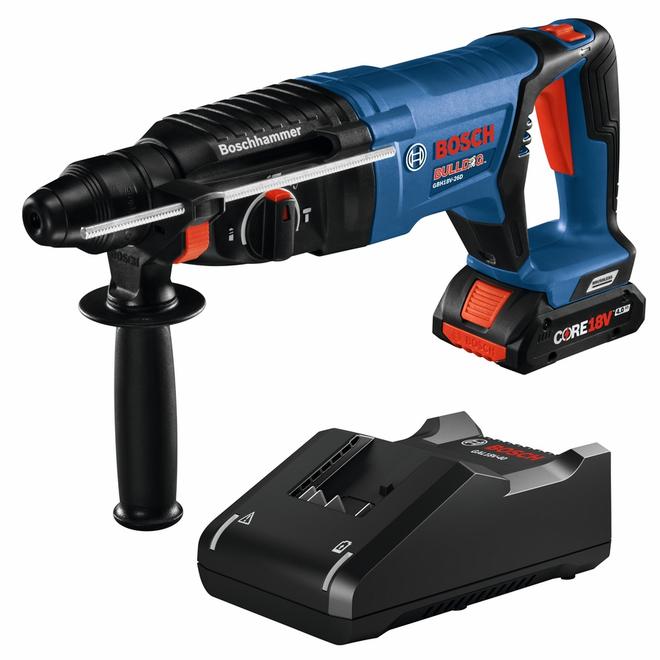 Bosch Bulldog 1-in Cordless Rotary Hammer Drill 890 RPM 360° Side Handle and Variable Speed - Each