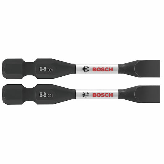 Bosch Impact Rotative Tools 2-in Steel #6-#8 Flat Blade Screwdriver Bits - Hex Shank - 2 PCS - Each