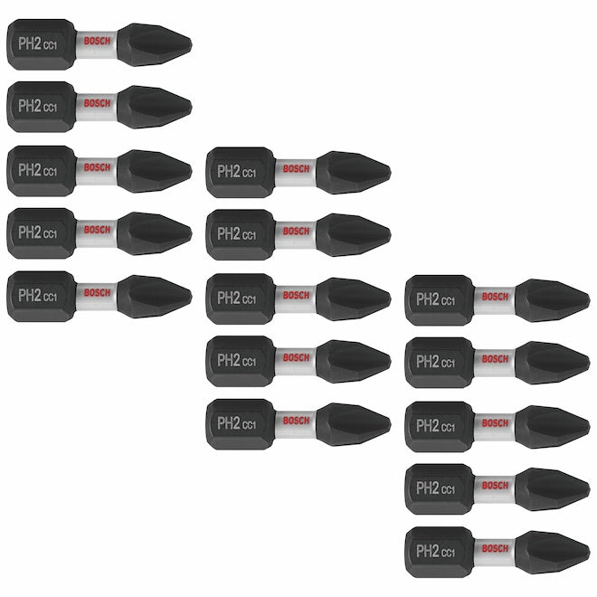 Bosch 15-Piece #2 Phillips Head 1-in Impact Screwdriver Bit Set - Steel - Hex Shank - Each