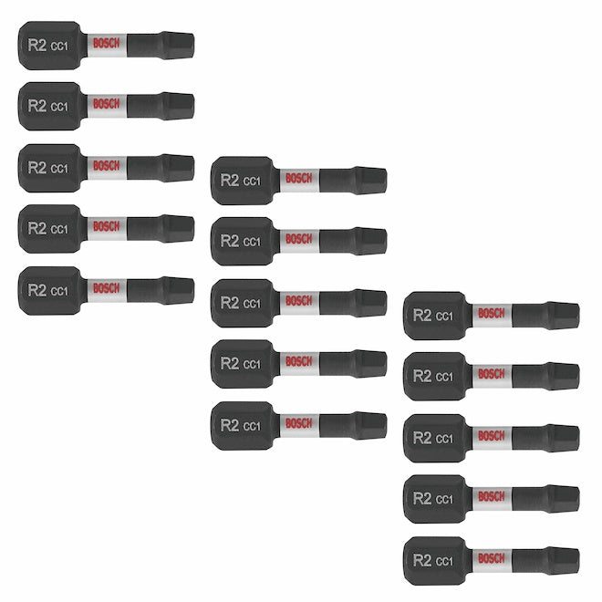 Bosch 15-Piece 1-in #2 Square Tipped Impact Driver Bit Set - Steel - Hex Shank - Each