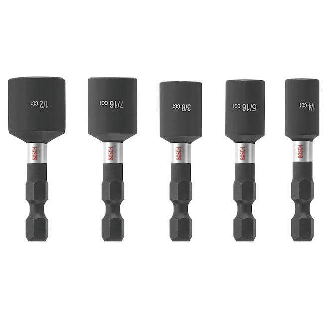 Bosch 5-Piece Impact 1-7/8-in Nut Driver Kit - Steel - Black - Each