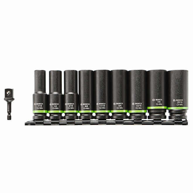 Bosch Impact Tough Steel 1/2-in Deep Well Socket Set - 10 Pieces - Each