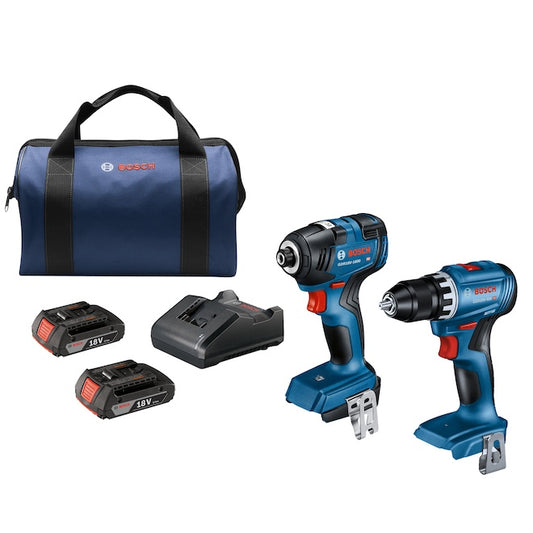 Bosch 18V 2-Tool Combo Kit with Impact Driver, Drill/Driver and (2) 2.0 Ah Batteries - Each