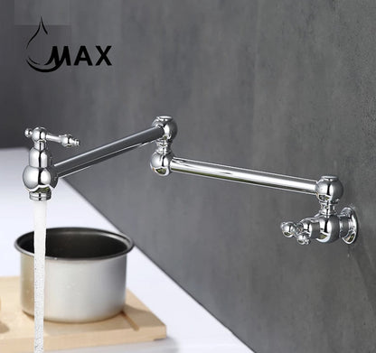 Pot Filler Faucet Double Handle Traditional Wall Mounted With Accessories 22" Chrome Finish