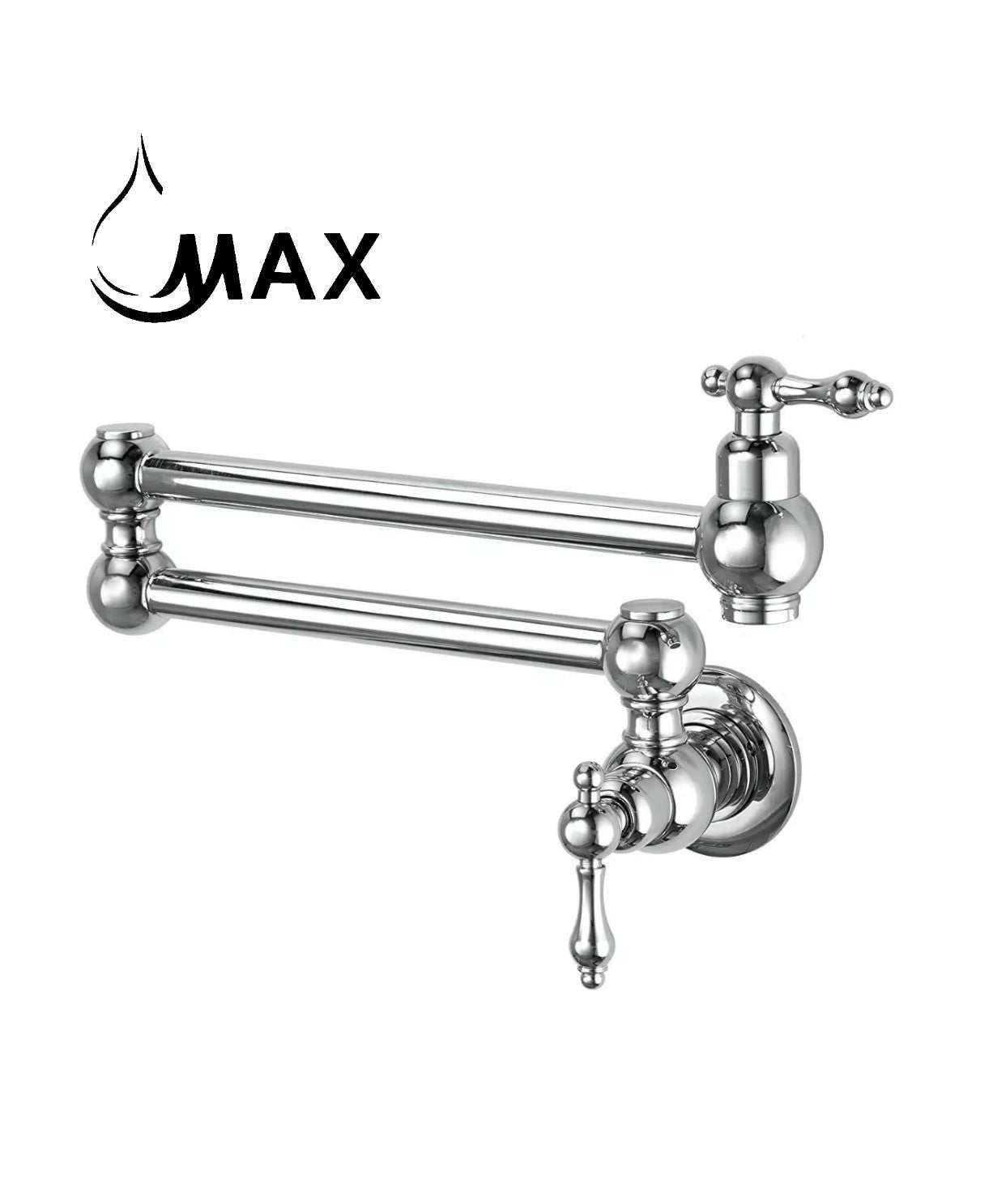 Pot Filler Faucet Double Handle Traditional Wall Mounted With Accessories 22" Chrome Finish