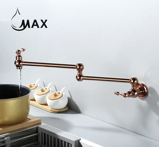 Pot Filler Faucet Double Handle Traditional Wall Mounted With Accessories 22" Rose Gold Finish