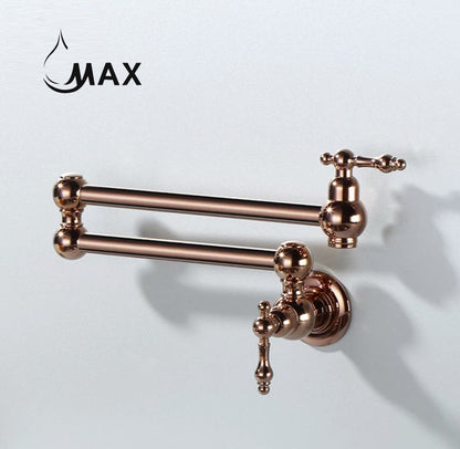 Pot Filler Faucet Double Handle Traditional Wall Mounted With Accessories 22" Rose Gold Finish