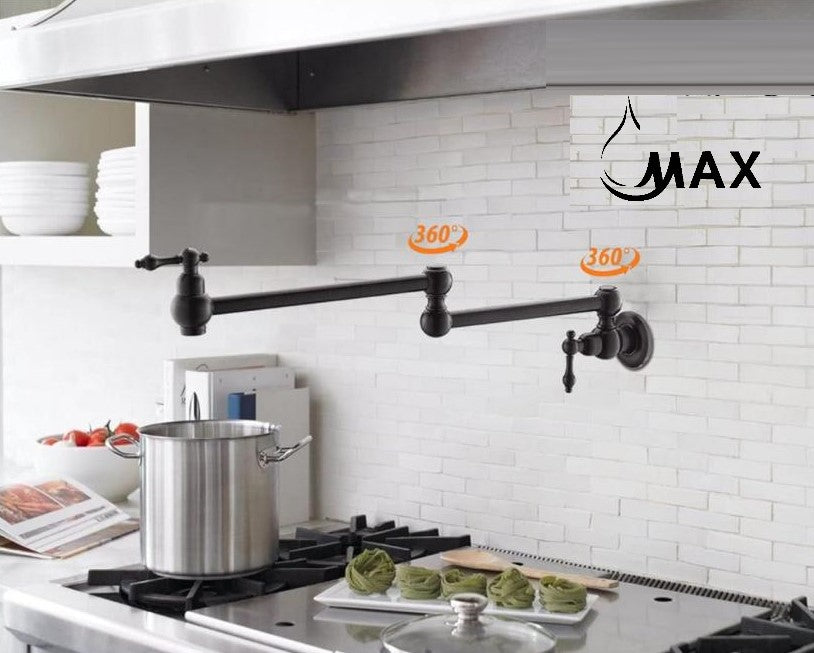 Pot Filler Faucet Double Handle Traditional Wall Mounted With Accessories 22" Oil Rubbed Bronze Finish