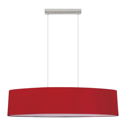Pendant Light With Lampshade - 2 x 60 W - Nickel and Red-