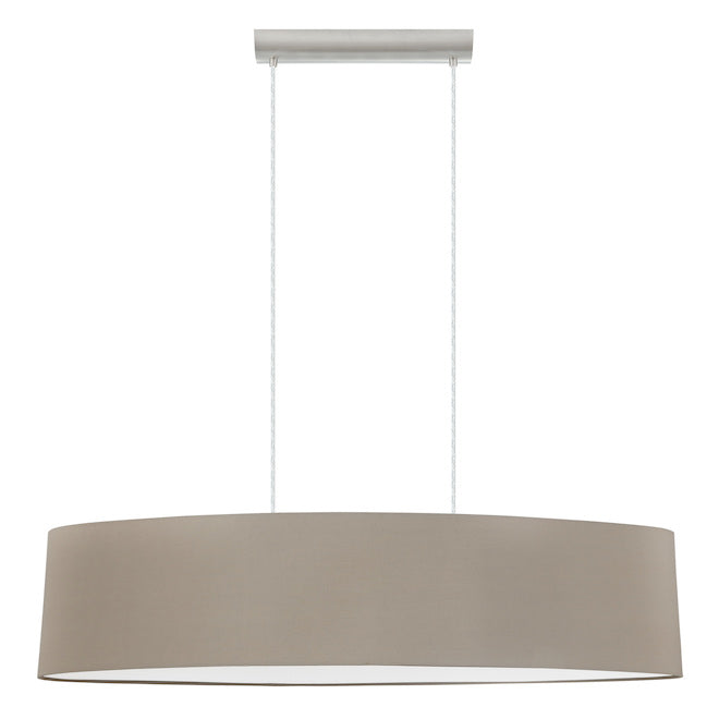 Pendant Light With Lampshade - 2 x 60 W - Nickel and Taupe-