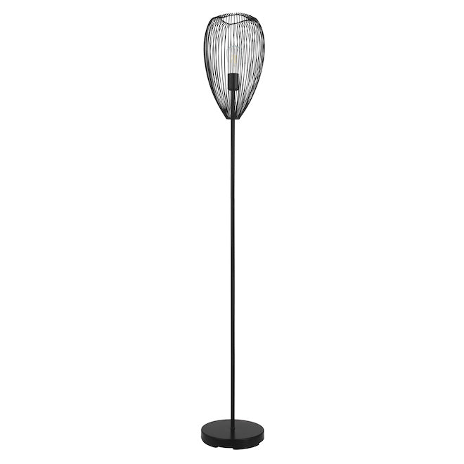 Eglo Clevedon Floor Lamp with Cage Shade - Metal - Black-